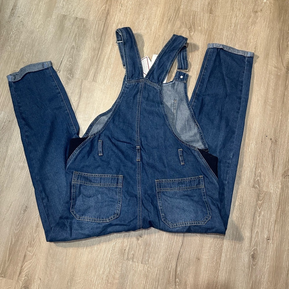 The Rock N Rev Maternity Distressed Denim Overalls NWT - Picture 5 of 6